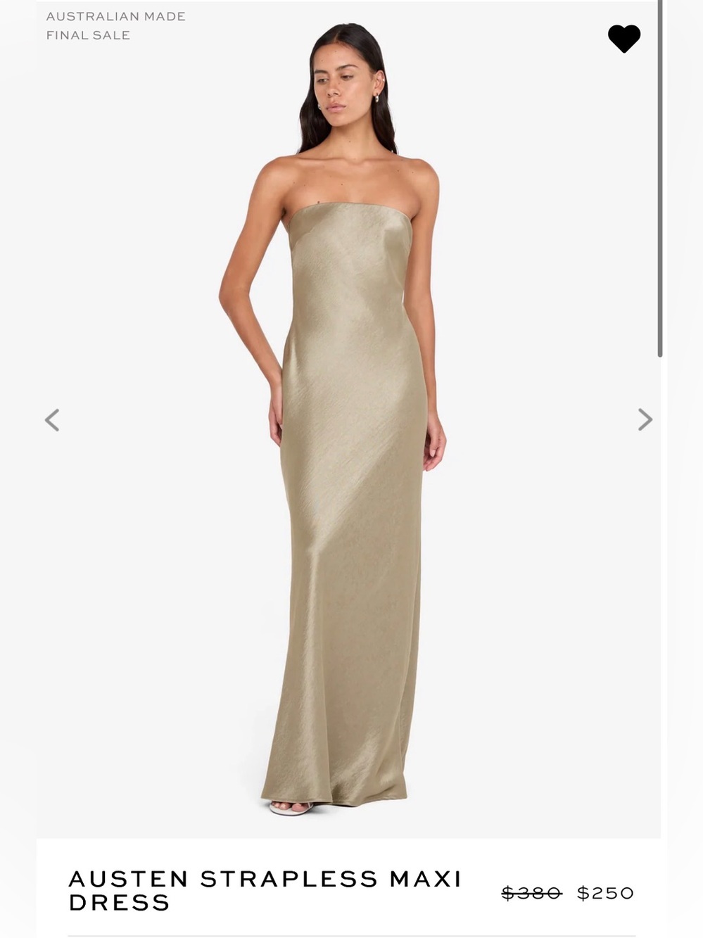 bec + bridge Austen Strapless Maxi Dress — SAGE SIZE US 10